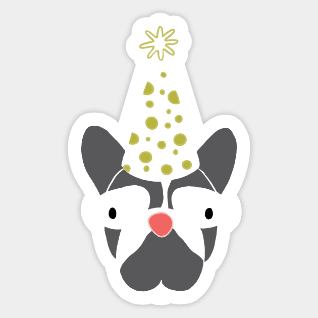 Boston Terrier Birthday Hat Sticker by katevcreates